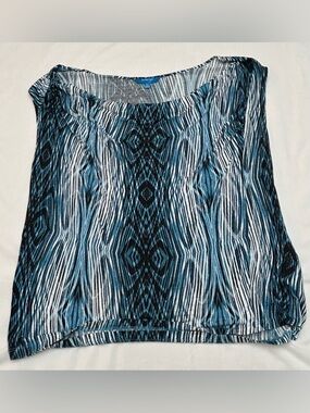 Derek Lam for DesigNation Blue, Black & White Graphic Rayon Sleeveless Tank
